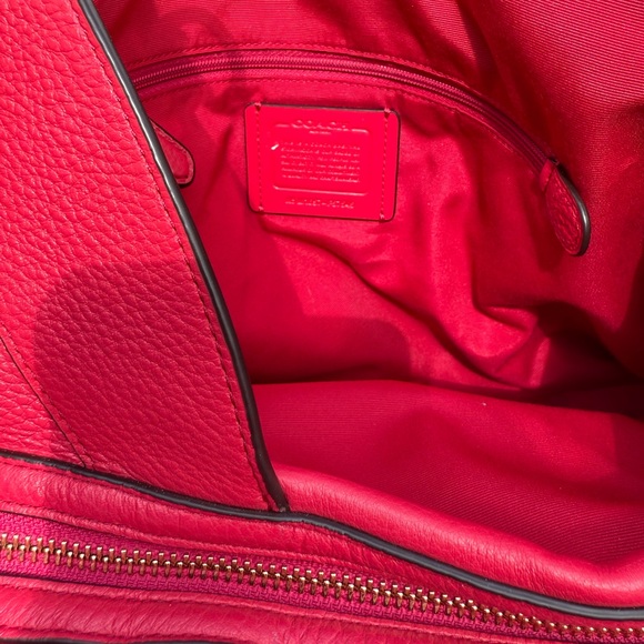 EUC! Coach Red Lexy Pebbled Leather Shoulder Bag - Picture 11 of 14